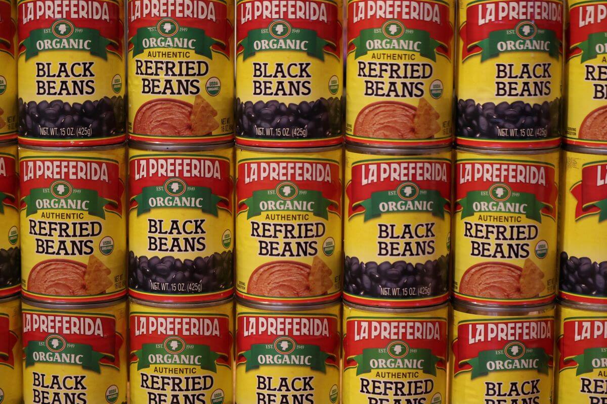 wall of canned beans wall of canned beans